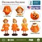 Inviting Pumpkin Girl Trio Set of Figurines, 6" Victorian Autumn Fall and Halloween Table Decoration